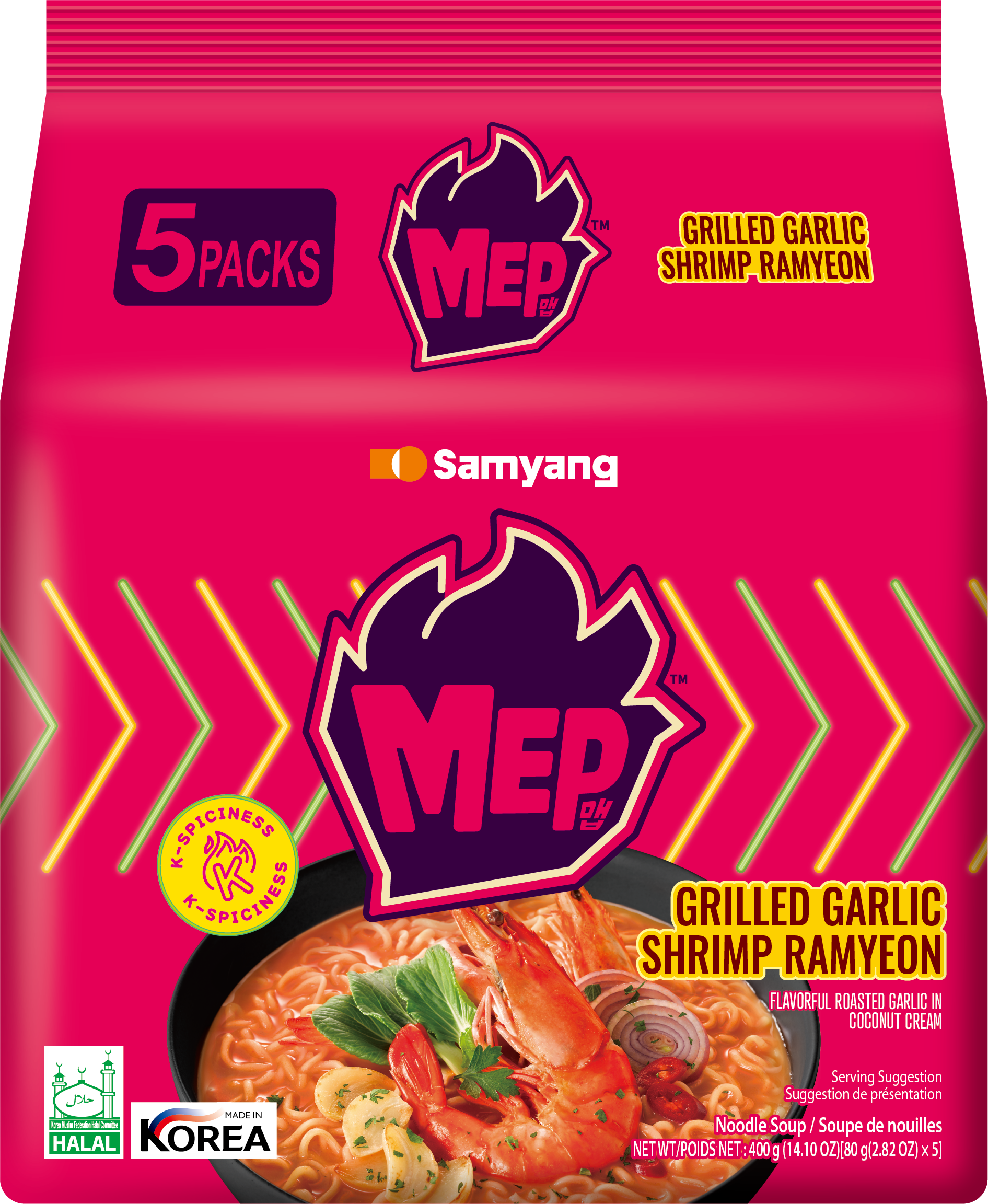 Samyang MEP Grilled Garlic Shrimp Ramyeon 5 x 80g